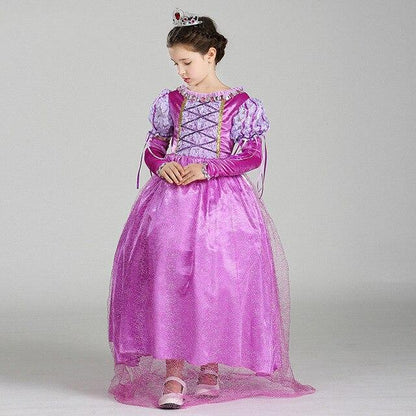 Girls Princess Purple Dress Fairy Tales Cosplay Costume Birthday Carnival Halloween Costume