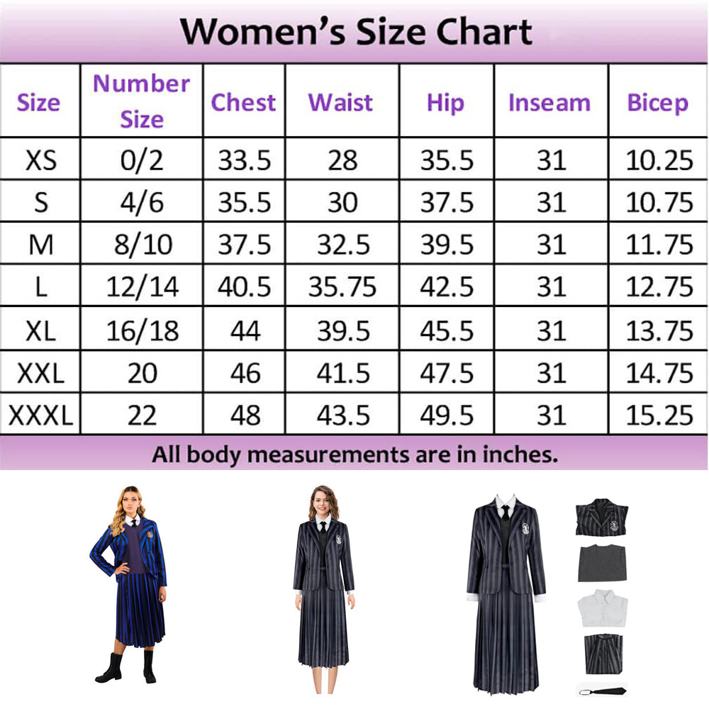Uniforme scolaire de Mercredi Addams, robe Nevermore, costume 5 pièces pour enfant et adulte
