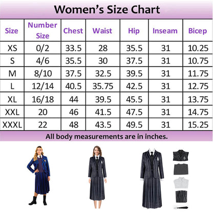 Uniforme scolaire de Mercredi Addams, robe Nevermore, costume 5 pièces pour enfant et adulte