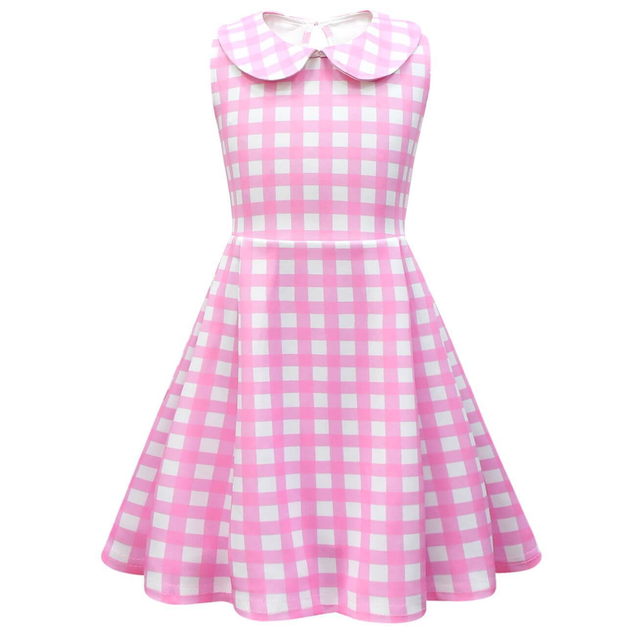 Vestido a cuadros rosa sin mangas para niñas, conjunto de fiesta con accesorios, disfraz de Halloween para niñas