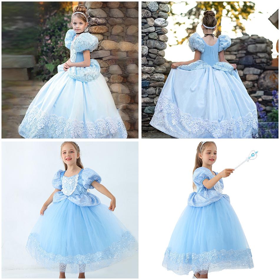 Vestido de Cenicienta para Niñas Vestido de Cumpleaños de Fiesta Disfraz de Princesa Disfraces de Halloween