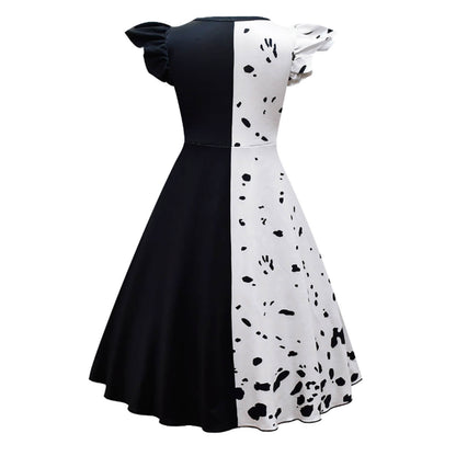 Kids Black/White Costume Fashion Dress Jumpsuit Outfit for Boys Grils Halloween Cosplay