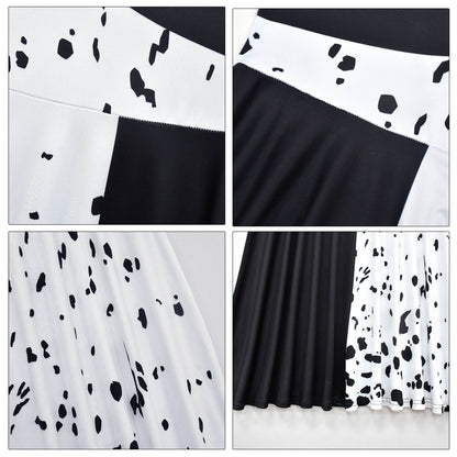 Kids Black/ White Costume Fashion Dress and Accessories Full Set for Girls Halloween Cosplay