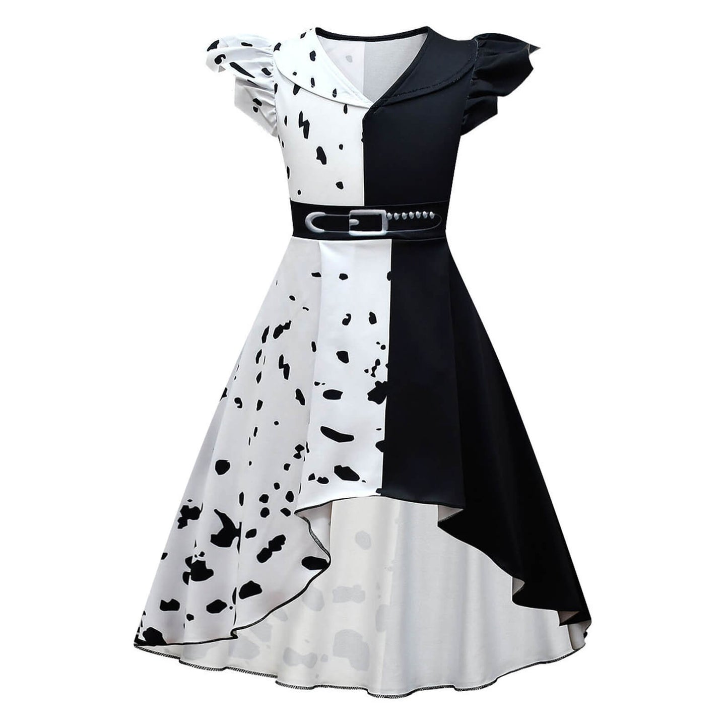Combinaison d'Halloween noire et blanche pour enfants, costume de cosplay pour garçons et filles