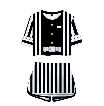 Kids Activewear Tanjiro Nezuko Running Suit Zenitsu Giyu Top and Shorts