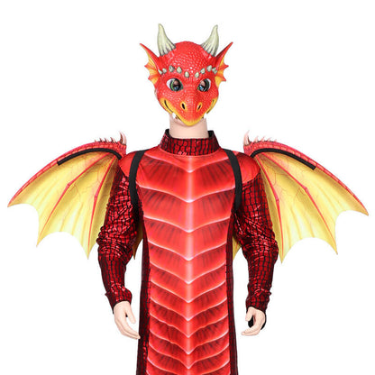 Kids Dragon Wings T-rex PU Mask Set Dinosaur Cosplay Costume Props for Halloween Dress Up
