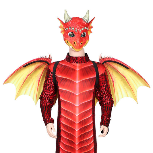 Kids Dragon Wings T-rex PU Mask Set Dinosaur Cosplay Costume Props for Halloween Dress Up