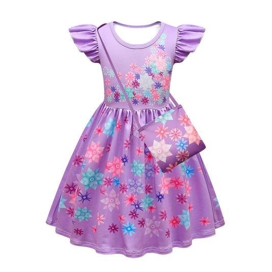 Girls Isabela Party Dress Short Ruffles Sleeve Madrigal Dress For Kids