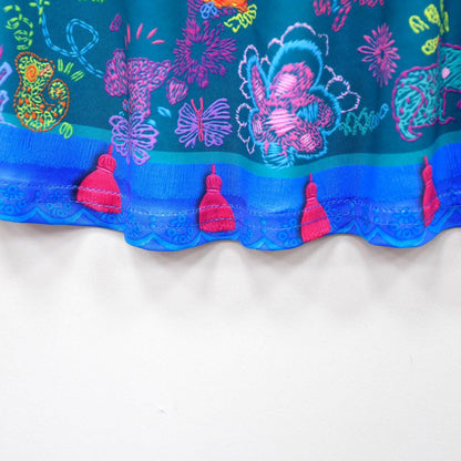 Kids Mirabel Party Costume Girls Cosplay Outfit Short Sleeve Long Teal Skirt with Bag for Age 2 and UP