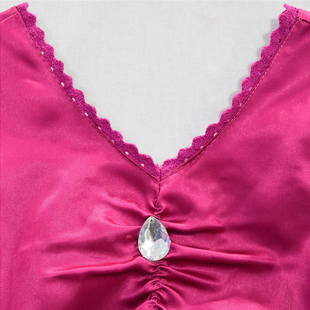 Hot Pink Princess Elsa Dress Girls Cosplay Halloween Costume