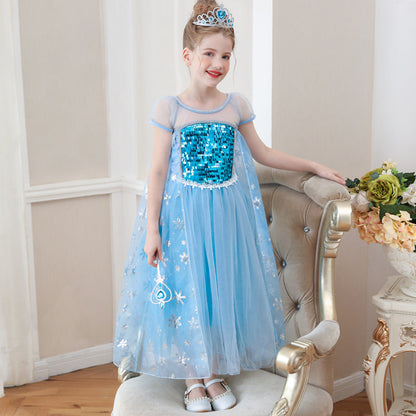 Princess Elsa Dress Kids Elsa Cosplay Costume Birthday Dress up Outfits