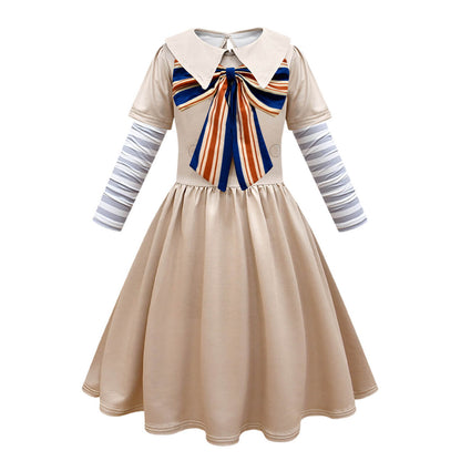 Girls M3GAN Dress Costume Horror Movie M3GAN Dress for Kids Halloween Robot Doll Cosplay Outfit Wig Full Set