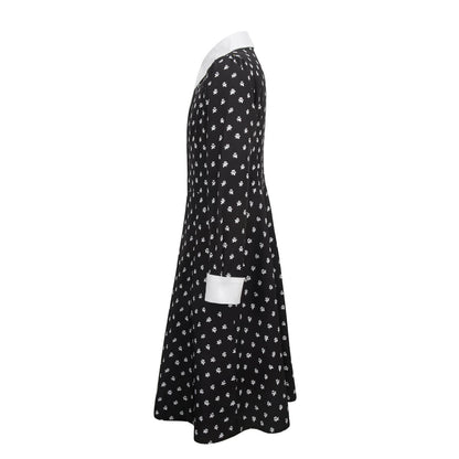 Girls Wednesday Addams Costume White Peter Pan Collar Wednesday Dress and Wig