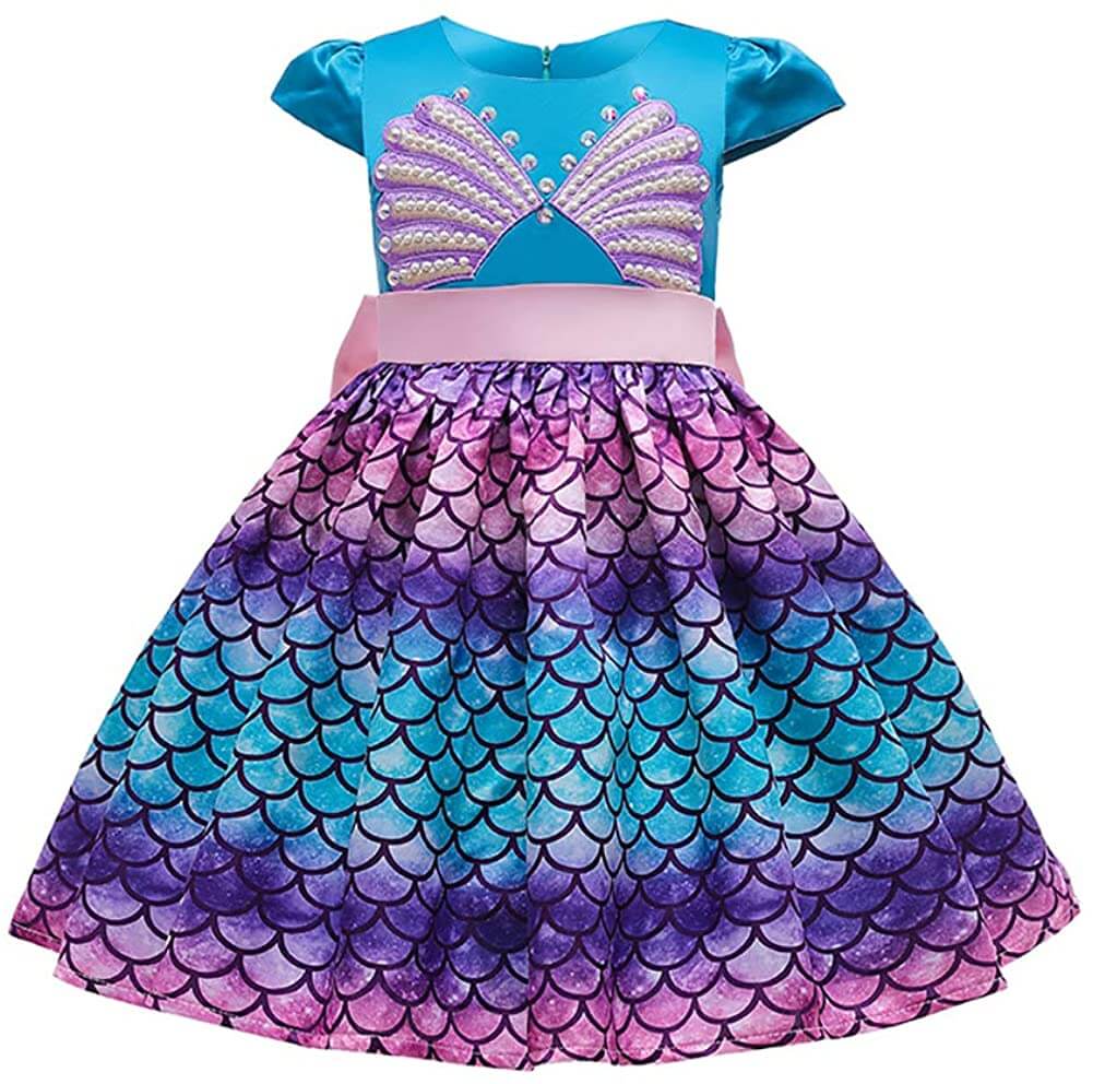 Robe sirène pour enfants, costume de cosplay de la Princesse Ariel, costume de fée pour fête d'été 3-11 ans