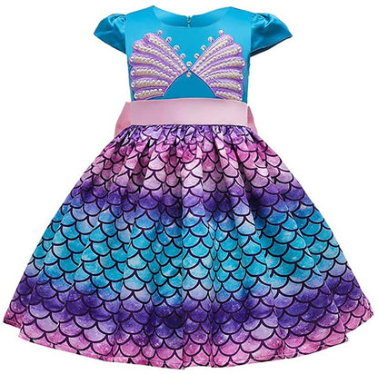 Robe sirène pour enfants, costume de cosplay de la Princesse Ariel, costume de fée pour fête d'été 3-11 ans