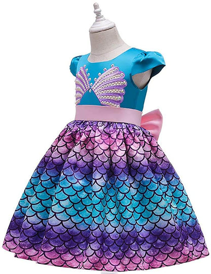 Robe sirène pour enfants, costume de cosplay de la Princesse Ariel, costume de fée pour fête d'été 3-11 ans