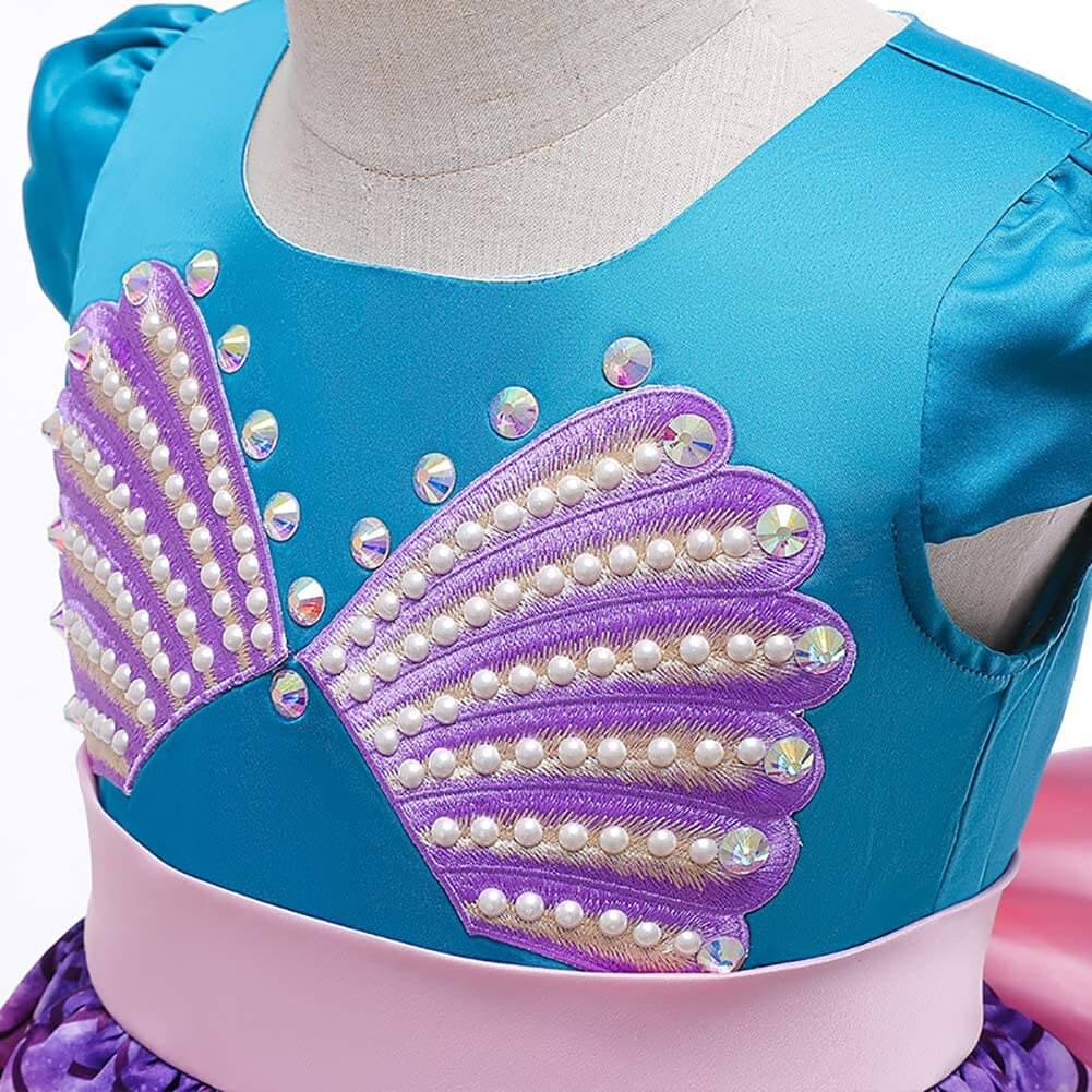 Robe sirène pour enfants, costume de cosplay de la Princesse Ariel, costume de fée pour fête d'été 3-11 ans