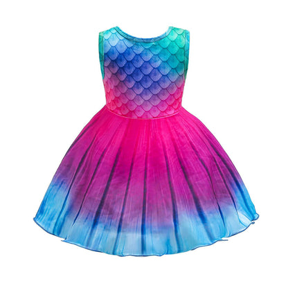 Robe de sirène pour enfants Robe de princesse des mers pour filles Robe de fête arc-en-ciel pour se déguiser
