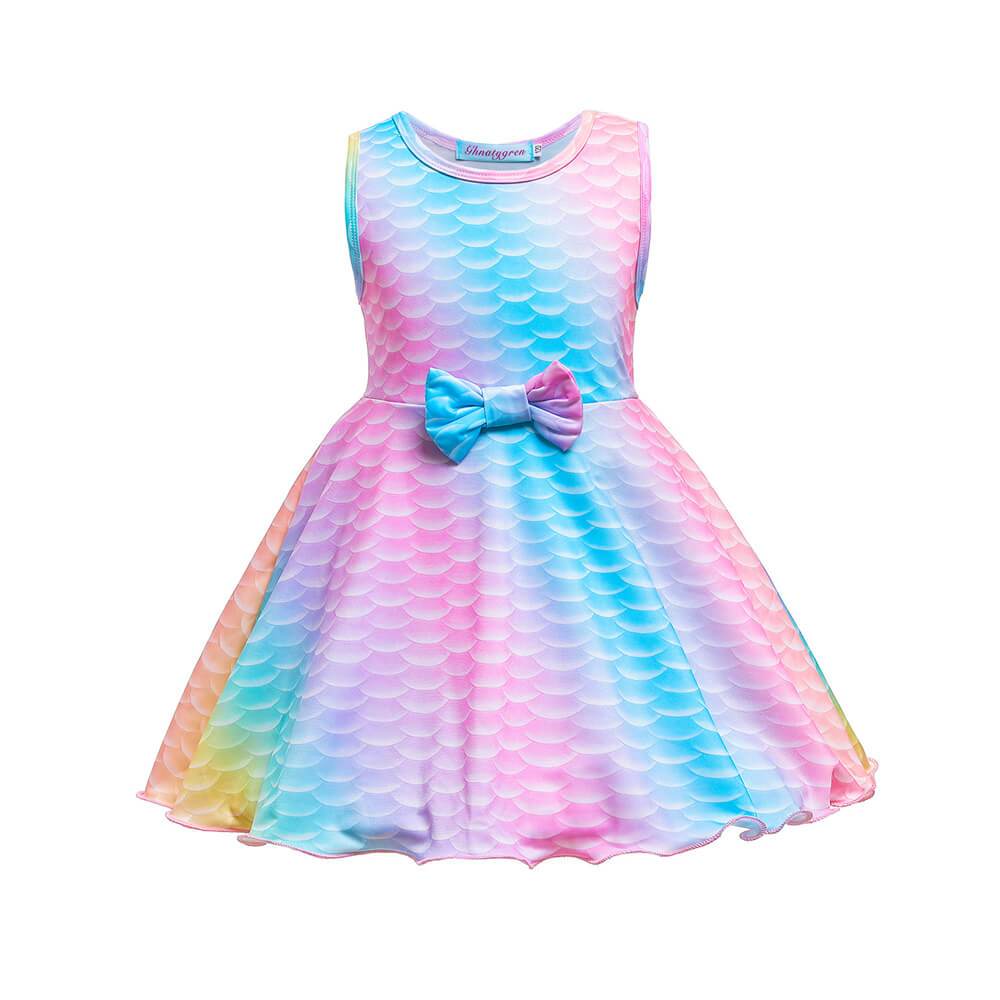 Robe de sirène pour enfants Robe de princesse des mers pour filles Robe de fête arc-en-ciel pour se déguiser