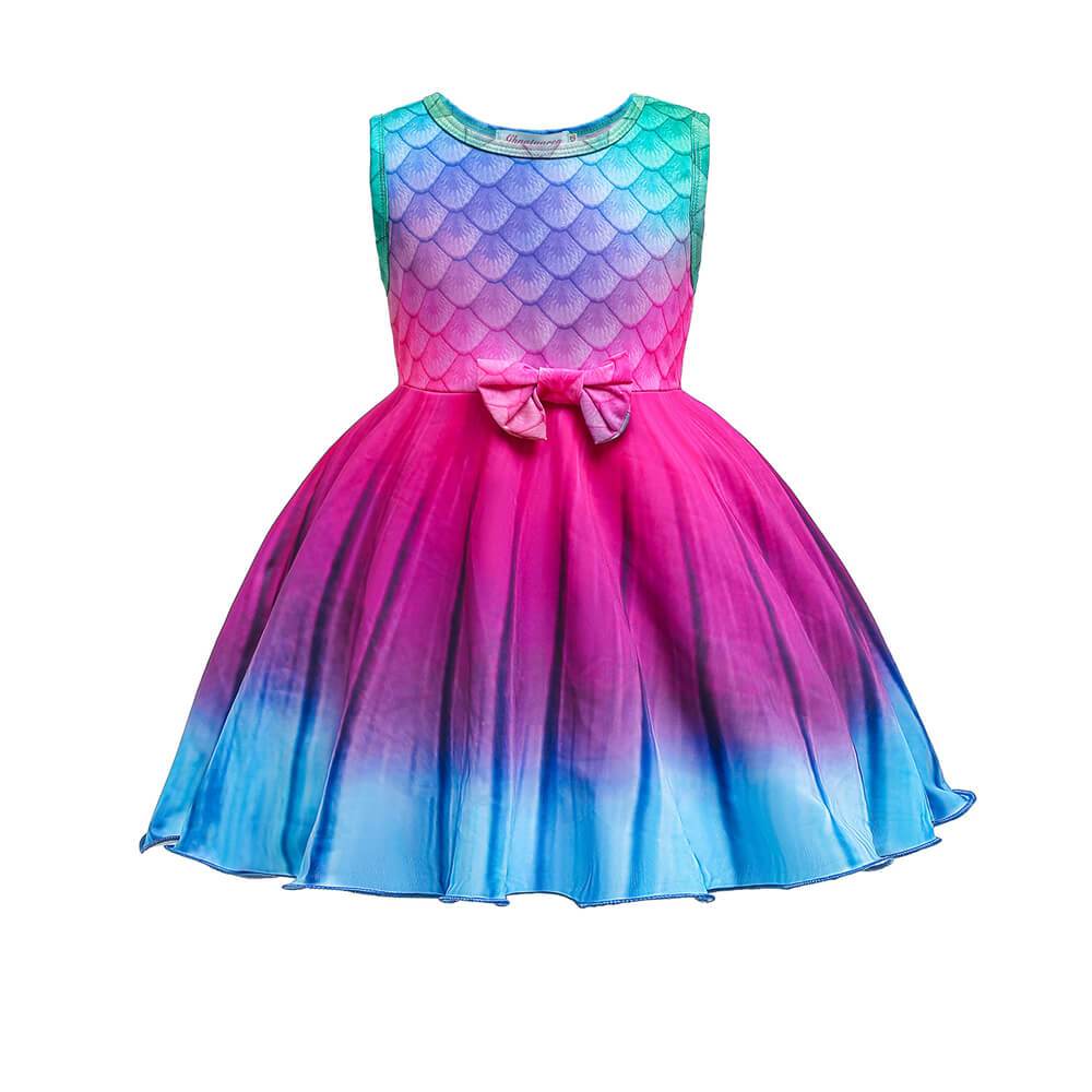 Robe de sirène pour enfants Robe de princesse des mers pour filles Robe de fête arc-en-ciel pour se déguiser