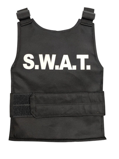 Kids SWAT Costume Police Outfit Bulletproof Vest Glasses Interphone and Hat 4pcs Suit for Cop Cosplay