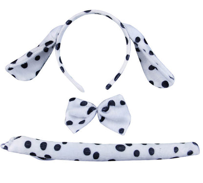 Childrens Cruella Costume Girls White Polka Dot Tutu Dress with Headband