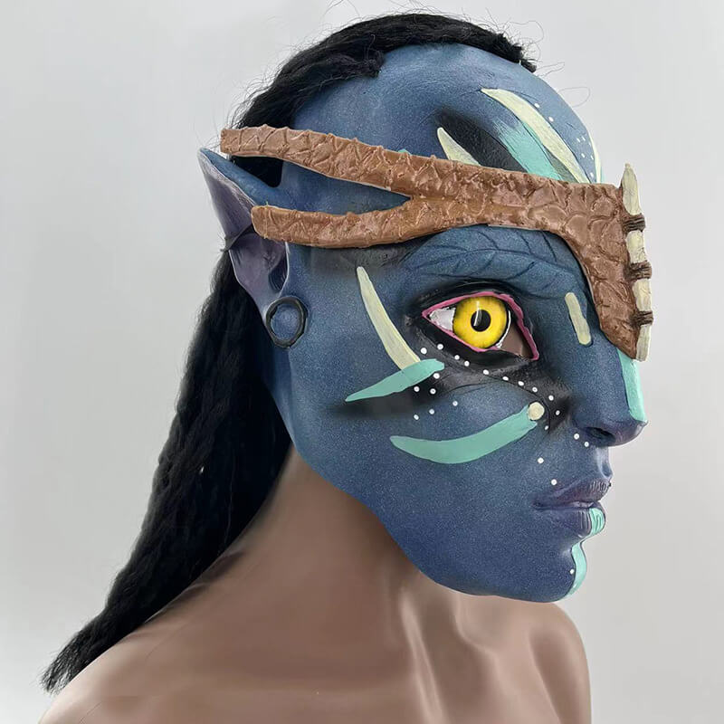 Neytiri and Jake Sully Helmet Latex Mask with Wig Halloween Men/ Women Cosplay Prop