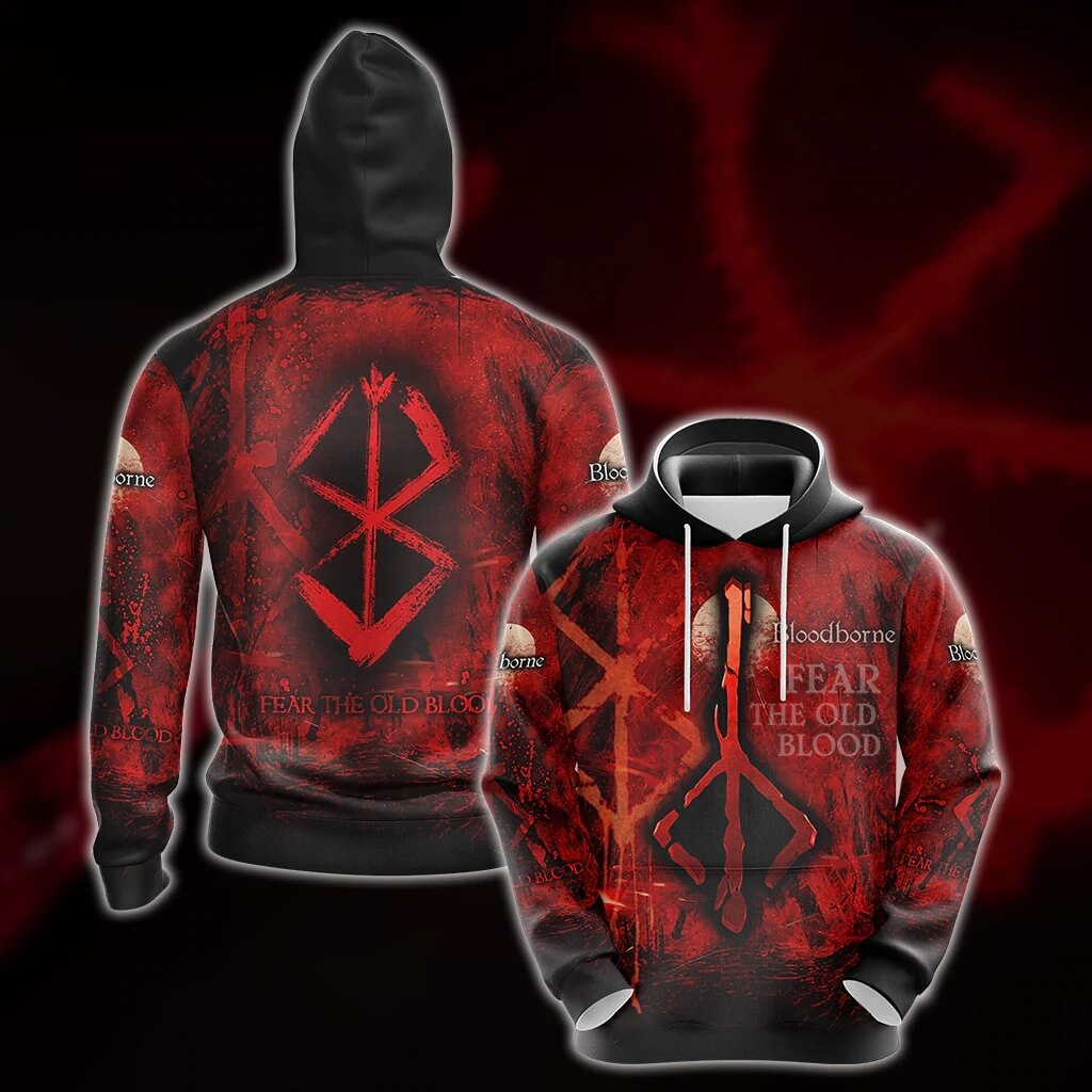 Sweat-shirt à capuche et T-shirt à motif de la ville rouge Bloodborne pour hommes