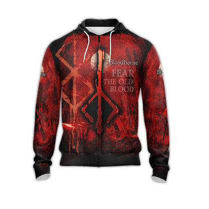 Sweat-shirt à capuche et T-shirt à motif de la ville rouge Bloodborne pour hommes