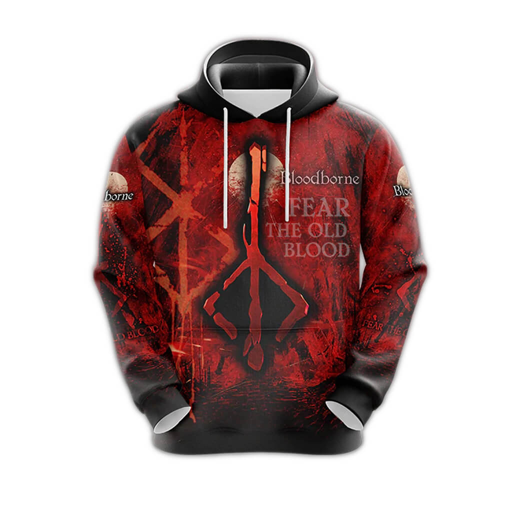 Sweat-shirt à capuche et T-shirt à motif de la ville rouge Bloodborne pour hommes