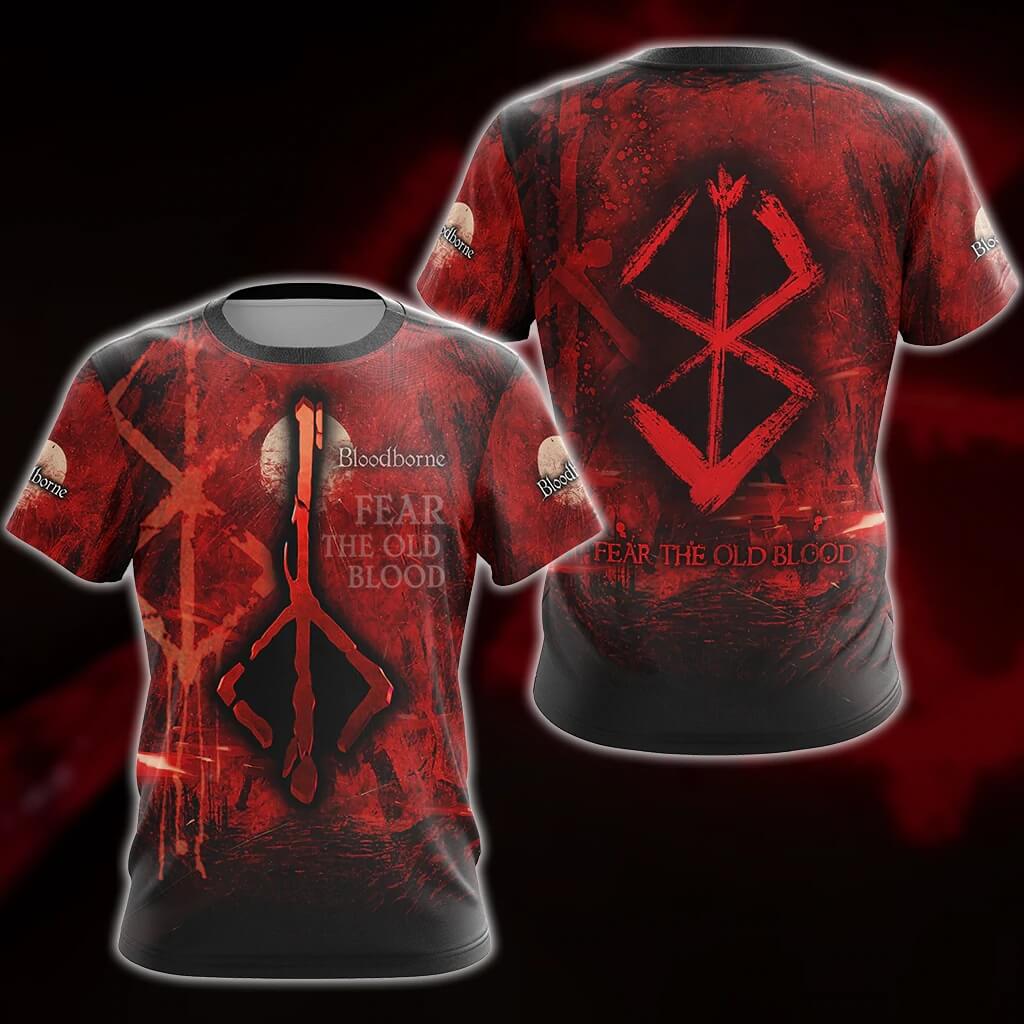 Sweat-shirt à capuche et T-shirt à motif de la ville rouge Bloodborne pour hommes