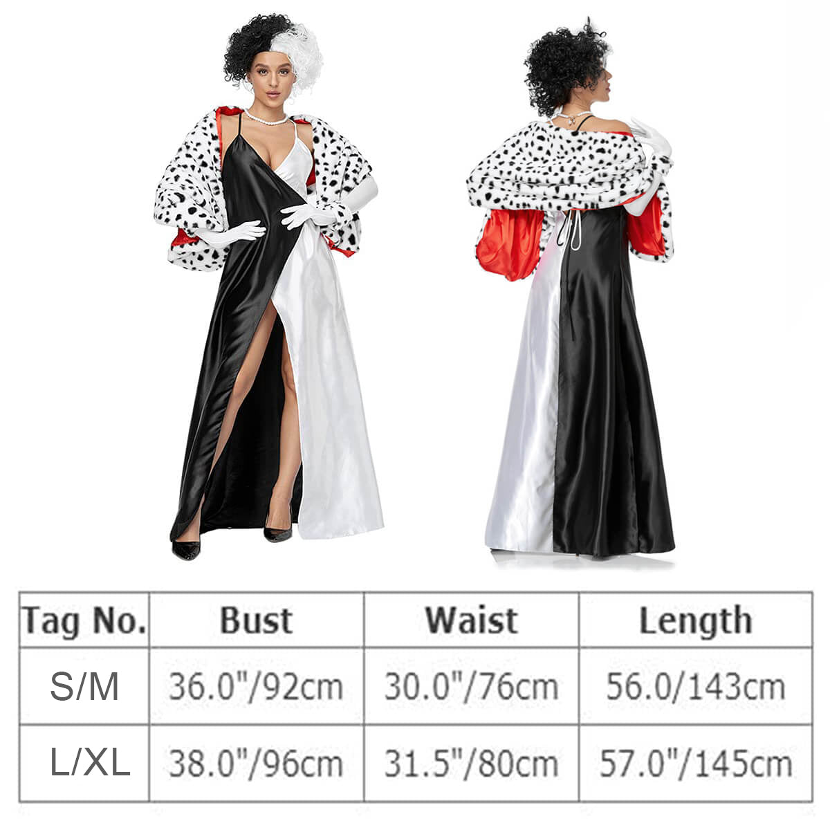 Adult Devil Costume Sexy Slip Dress Women High Split Maxi Dresses Dress with Cloak Gloves and Wig