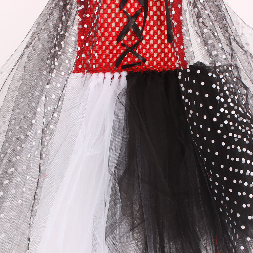 Robe Tutu à Pois pour Enfants avec Bandeau pour Filles Halloween Cosplay