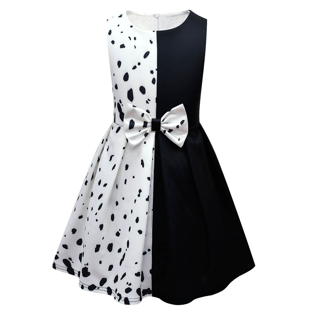 Grils White/Black Dress Halloween Cosplay Costume Spot Dog Fashion Outfit