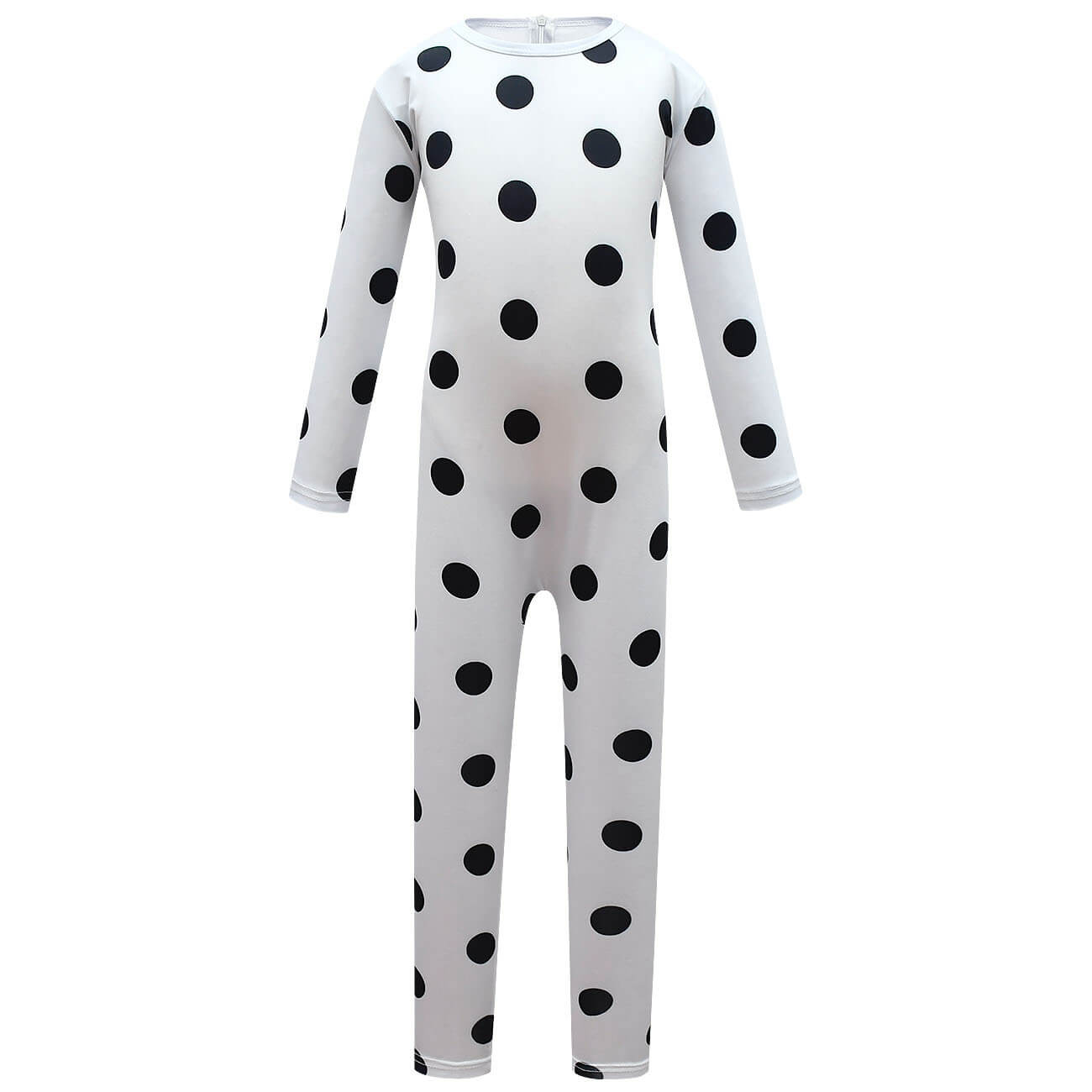 Kids White and Black Spotted Dog Costume Boys Girls Halloween Cosplay Jumpsuit and Cape