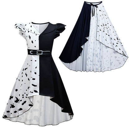 Kids Black/White Costume Fashion Dress Jumpsuit Outfit for Boys Grils Halloween Cosplay