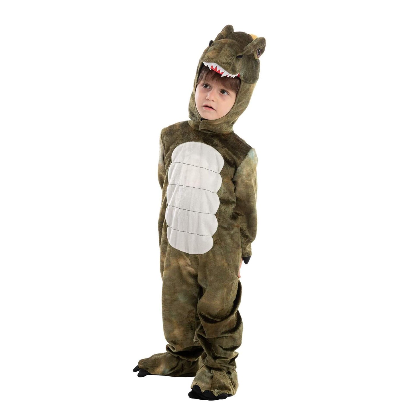 Kids Dinosaur Costume Baby T-rex Onesie Hood and Bootie 3pcs Set Realistic Dino Outfit