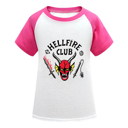 T-shirt Enfants Hellfire Club Démogorgon Manches Courtes Sweat Cosplay pour Garçons et Filles