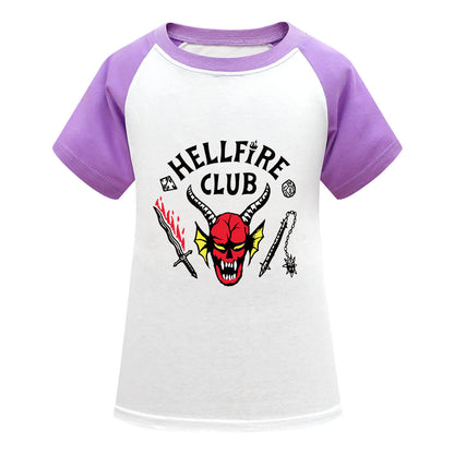 T-shirt Enfants Hellfire Club Démogorgon Manches Courtes Sweat Cosplay pour Garçons et Filles