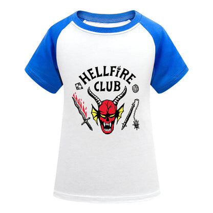 T-shirt Enfants Hellfire Club Démogorgon Manches Courtes Sweat Cosplay pour Garçons et Filles