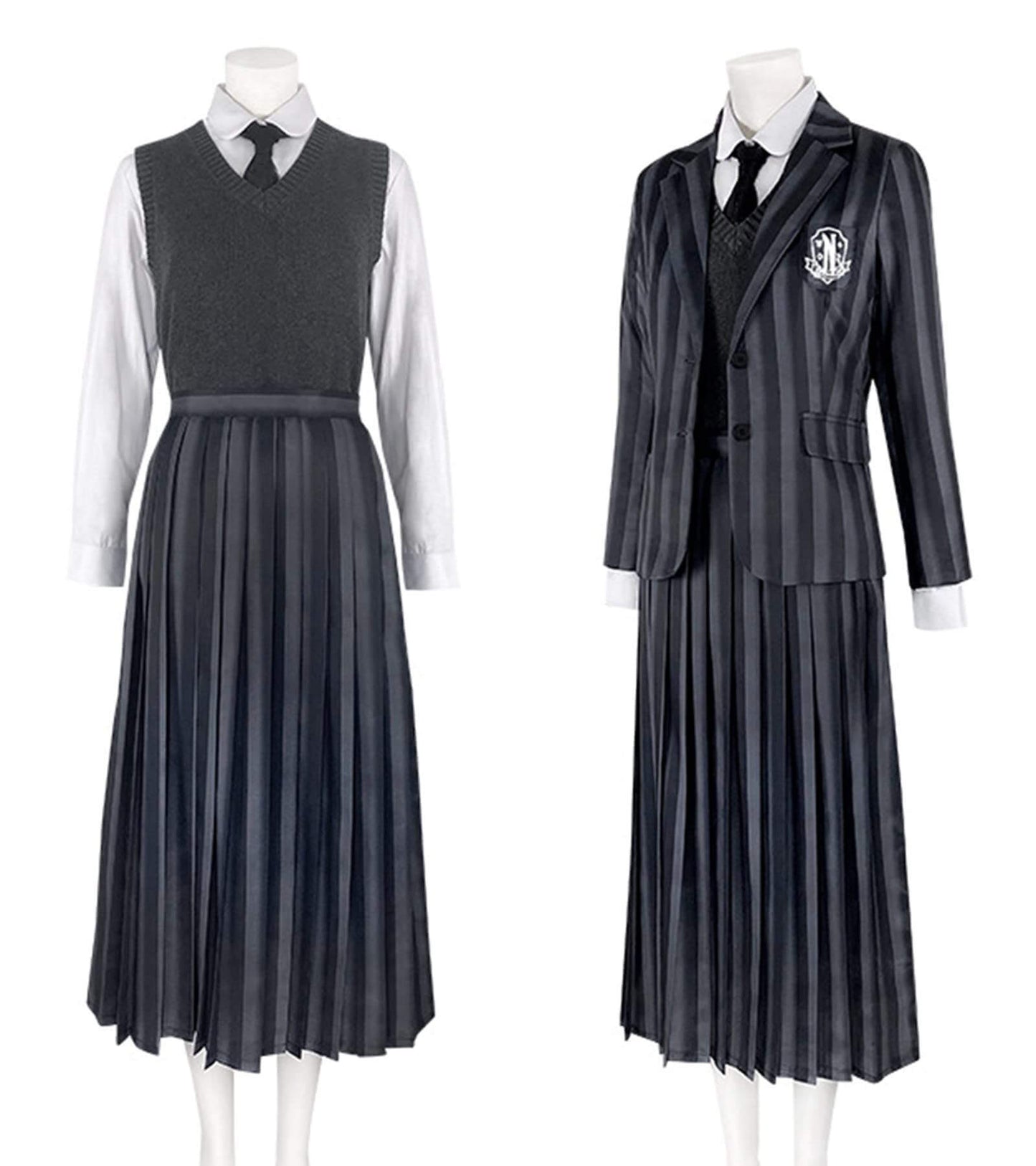 Uniforme scolaire de Mercredi Addams, robe Nevermore, costume 5 pièces pour enfant et adulte