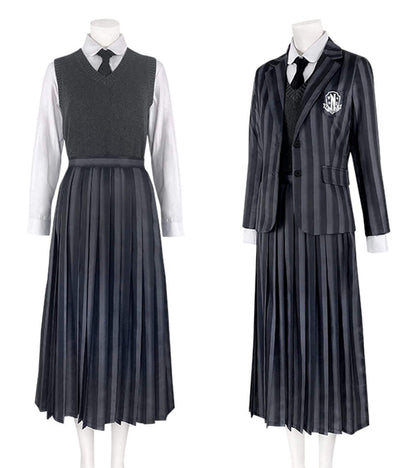 Uniforme scolaire de Mercredi Addams, robe Nevermore, costume 5 pièces pour enfant et adulte