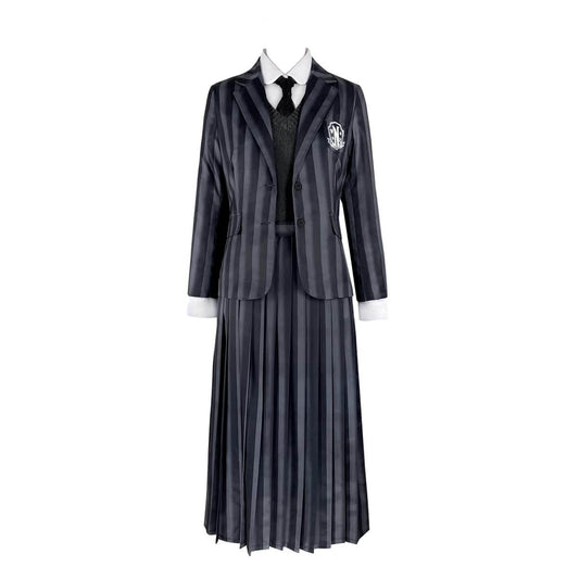 Wednesday Addams School Uniform Nevermore School Dress 5pcs Suit Wednesday Addams Costume for Kids Adult