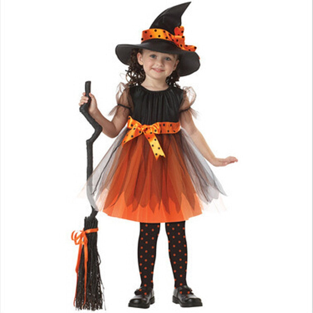 Robe de costume d'Halloween et chapeau pour petites filles