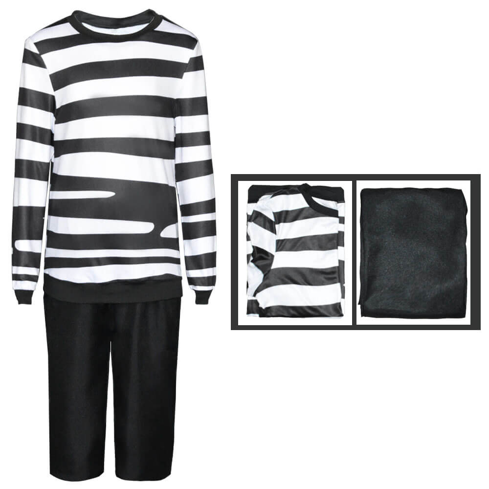 Disfraz de Pugsley Addams, disfraz de Pugsley de Wednesday, camisa de manga larga y pantalones cropped para niños y adultos