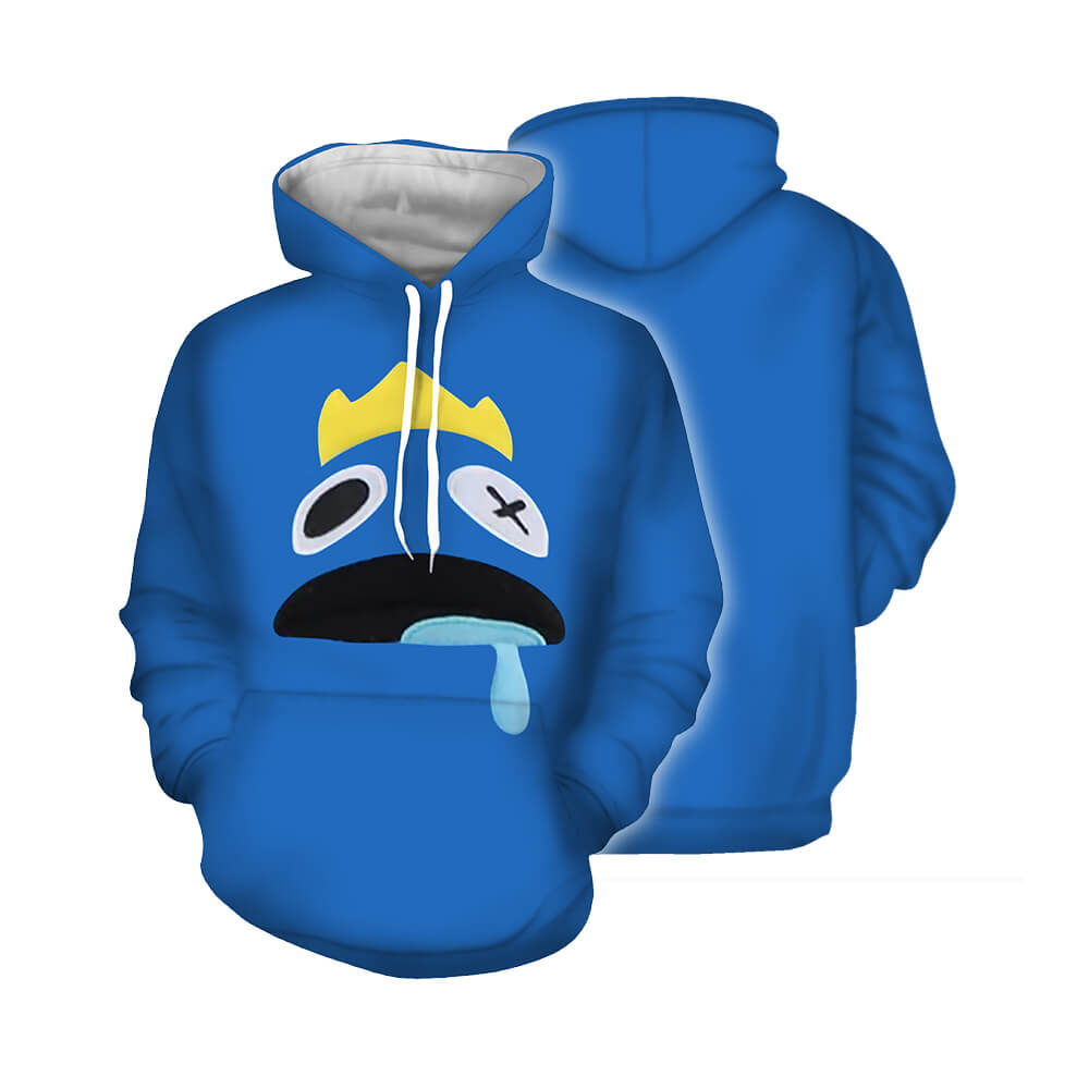Unisexe Adulte Rainbow Friends Sweat à Capuche Manches Longues Dessin Bleu et Rouge Vêtements de Sport
