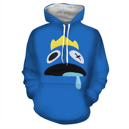 Unisexe Adulte Rainbow Friends Sweat à Capuche Manches Longues Dessin Bleu et Rouge Vêtements de Sport