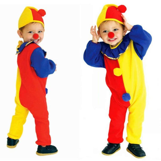Toddler Kids Clown Costume Onesie Pajamas and Hat for Boys and Girls 3-6 Years