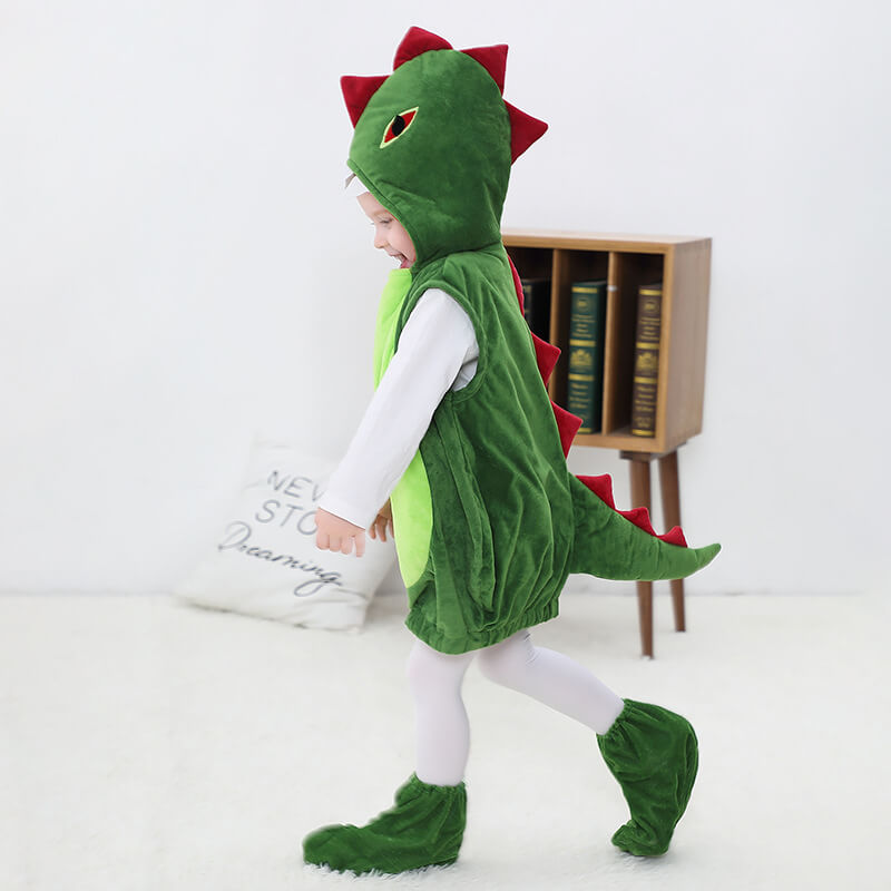 Disfraz de dinosaurio de felpa suave para bebés, niños pequeños y niños con cubrecalzado para niños y niñas