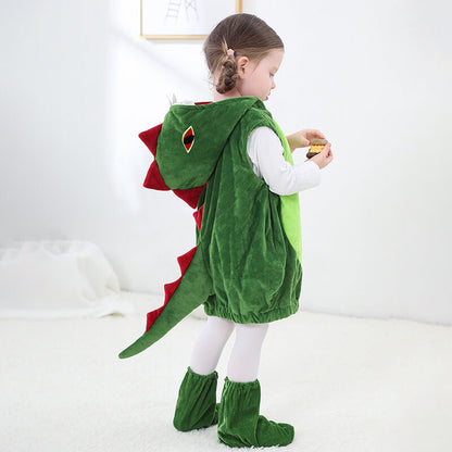 Disfraz de dinosaurio de felpa suave para bebés, niños pequeños y niños con cubrecalzado para niños y niñas